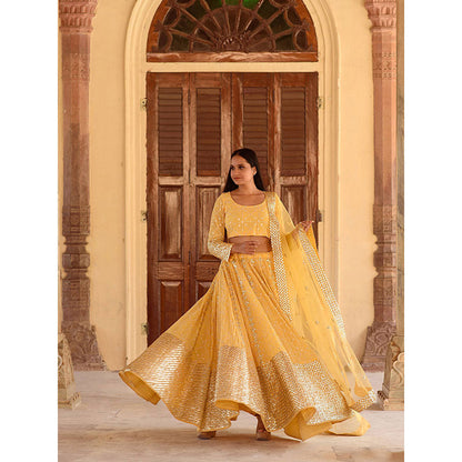 Gulabo Jaipur Nanda Yellow Lehenga (Set of 3)