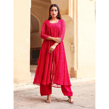 Gulabo Jaipur Pink Janhvi Anarkali And Pant (St Of 2)