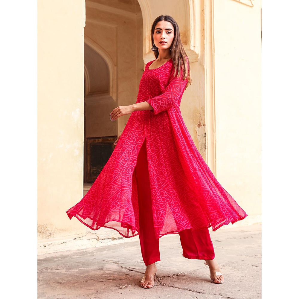 Gulabo Jaipur Pink Janhvi Anarkali And Pant (St Of 2)