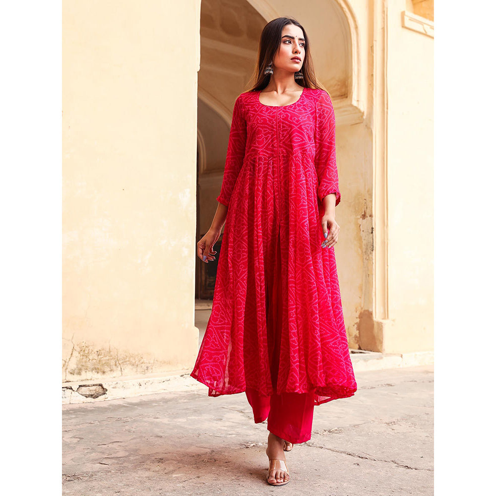 Gulabo Jaipur Pink Janhvi Anarkali And Pant (St Of 2)