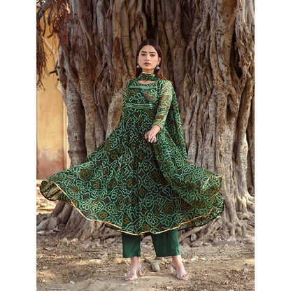 Gulabo Jaipur Naaz Green Anarkali (Set of 3)