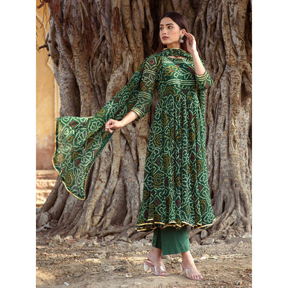 Gulabo Jaipur Naaz Green Anarkali (Set of 3)
