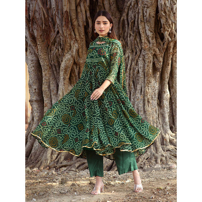 Gulabo Jaipur Naaz Green Anarkali (Set of 3)