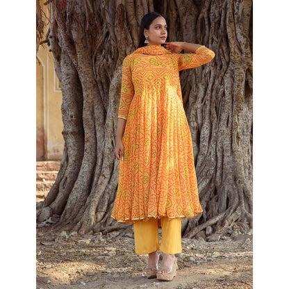 Gulabo Jaipur Naaz Yellow Anarkali (Set of 3)