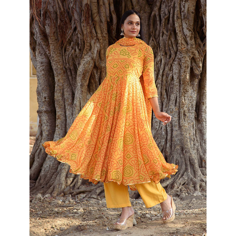 Gulabo Jaipur Naaz Yellow Anarkali (Set of 3)