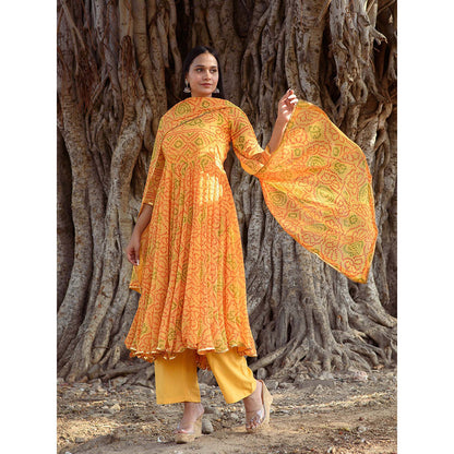 Gulabo Jaipur Naaz Yellow Anarkali (Set of 3)