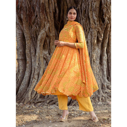Gulabo Jaipur Naaz Yellow Anarkali (Set of 3)