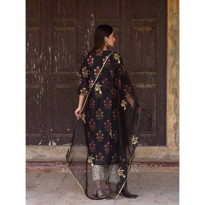 Gulabo Jaipur Black Mehnaaz Kurta With Pant And Dupatta (Set Of 3)