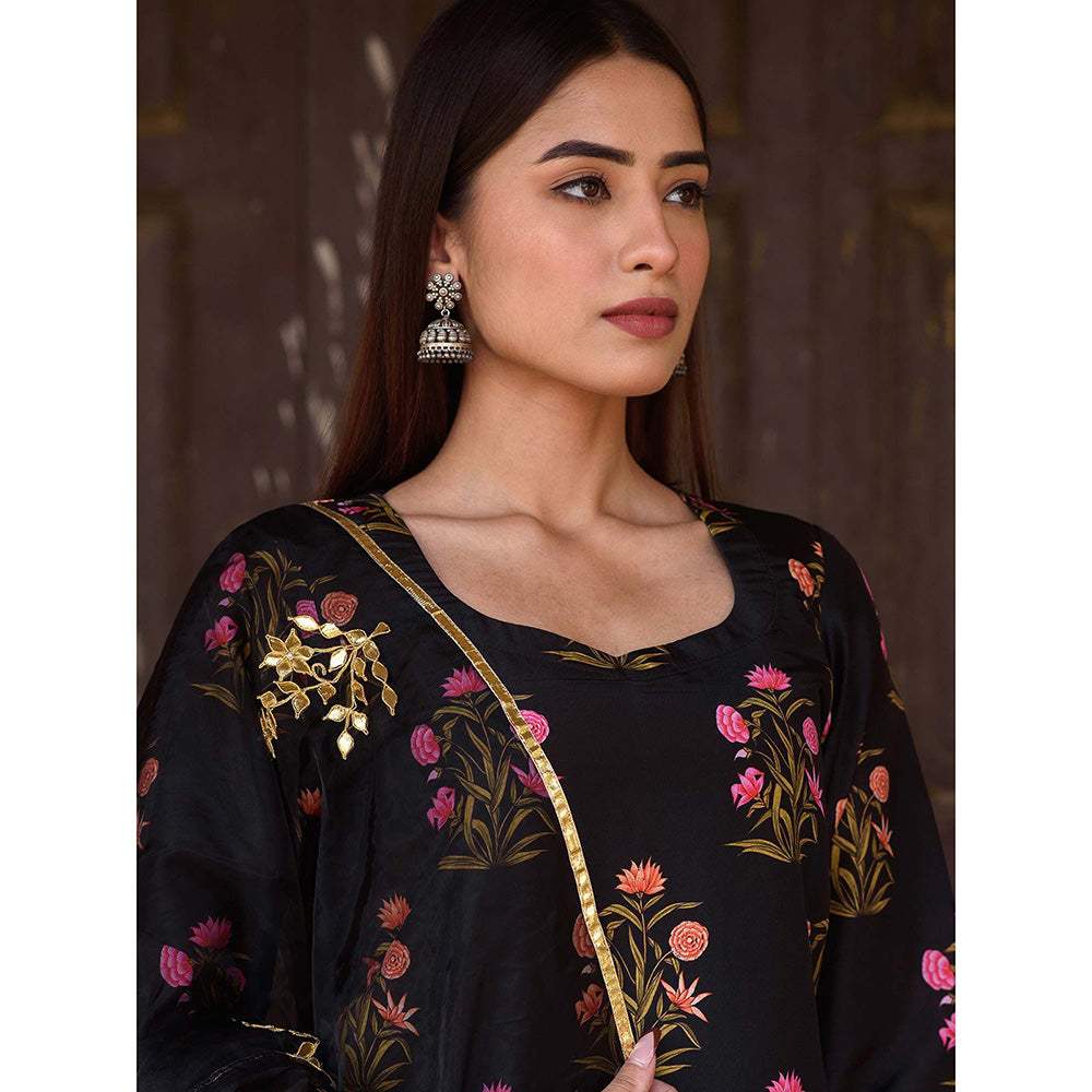 Gulabo Jaipur Black Mehnaaz Kurta With Pant And Dupatta (Set Of 3)