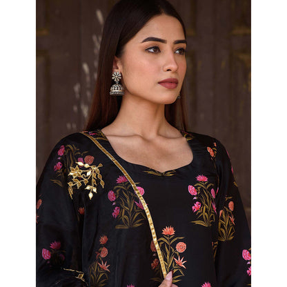 Gulabo Jaipur Black Mehnaaz Kurta With Pant And Dupatta (Set Of 3)