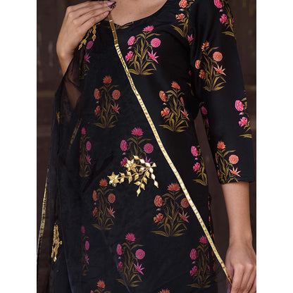 Gulabo Jaipur Black Mehnaaz Kurta With Pant And Dupatta (Set Of 3)