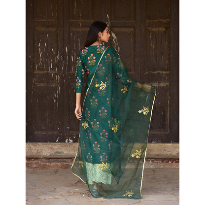 Gulabo Jaipur Green Mehnaaz Kurta With Pant And Dupatta (Set Of 3)