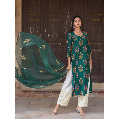 Gulabo Jaipur Green Mehnaaz Kurta With Pant And Dupatta (Set Of 3)