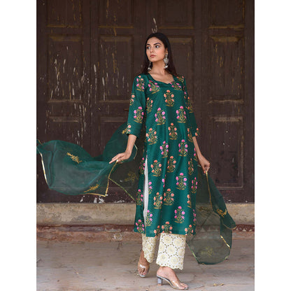 Gulabo Jaipur Green Mehnaaz Kurta With Pant And Dupatta (Set Of 3)