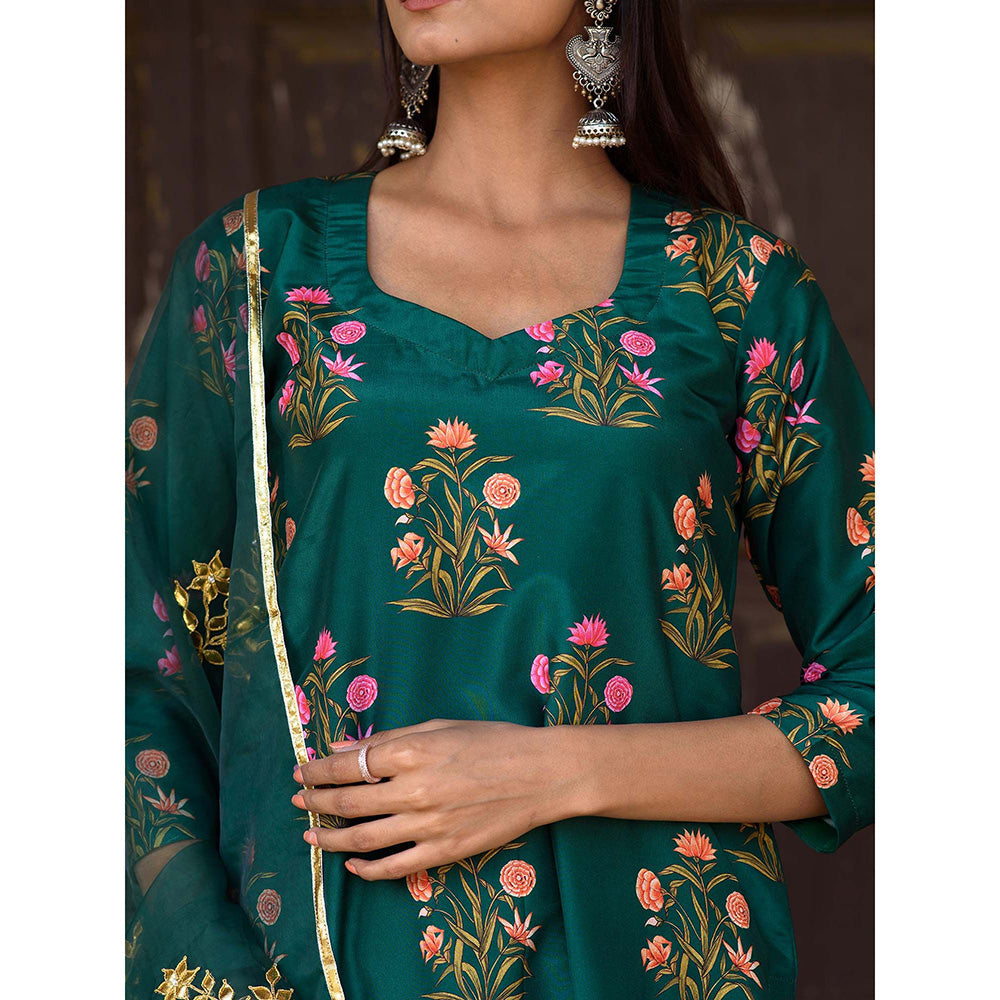 Gulabo Jaipur Green Mehnaaz Kurta With Pant And Dupatta (Set Of 3)