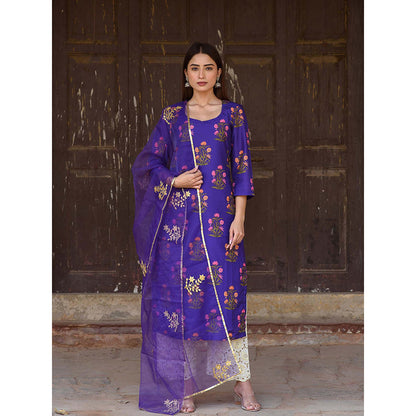 Gulabo Jaipur Purple Mehnaaz Kurta With Pant And Dupatta (Set Of 3)