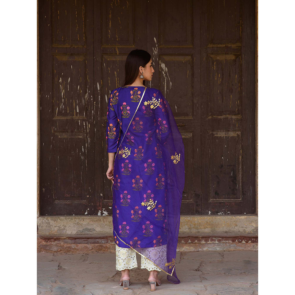 Gulabo Jaipur Purple Mehnaaz Kurta With Pant And Dupatta (Set Of 3)