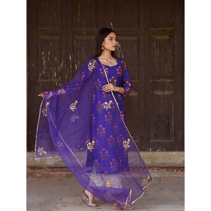 Gulabo Jaipur Purple Mehnaaz Kurta With Pant And Dupatta (Set Of 3)