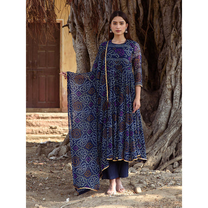 Gulabo Jaipur Blue Naaz Anarkali With Pant And Dupatta (Set Of 3)