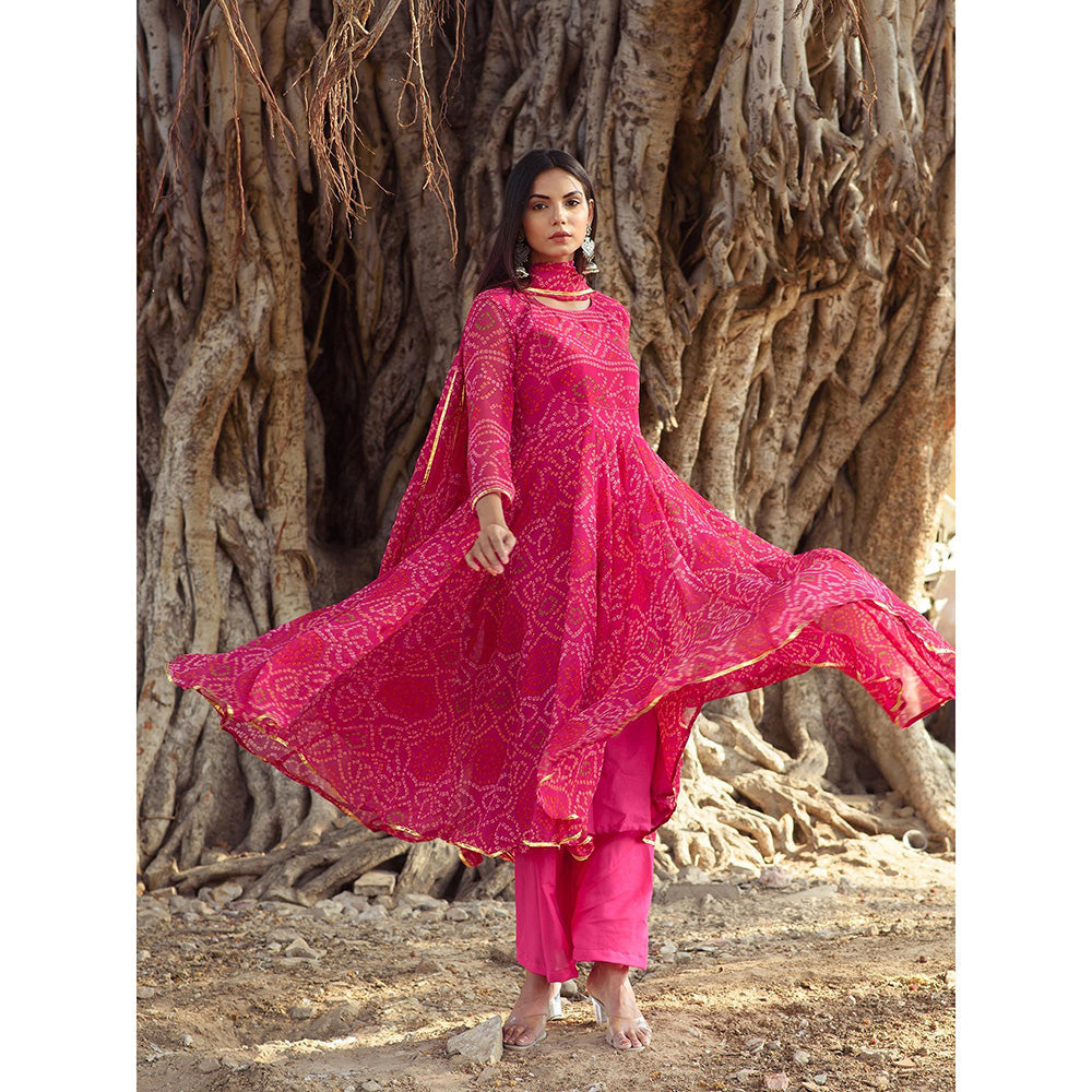 Gulabo Jaipur Pink Naaz Anarkali With Pant And Dupatta (Set Of 3)