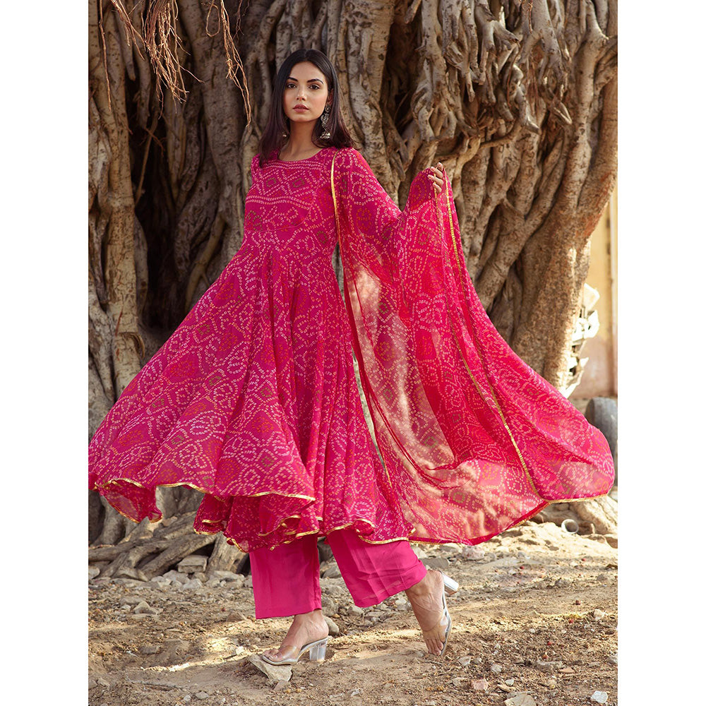 Gulabo Jaipur Pink Naaz Anarkali With Pant And Dupatta (Set Of 3)