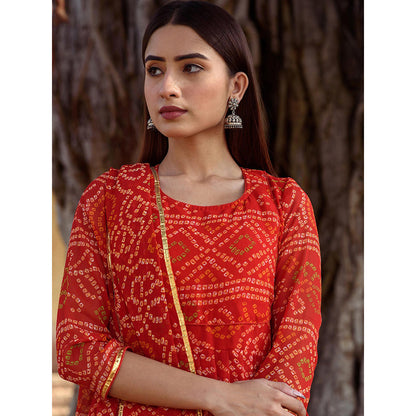 Gulabo Jaipur Red Naaz Anarkali With Pant And Dupatta (Set Of 3)