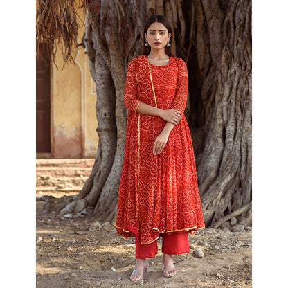 Gulabo Jaipur Red Naaz Anarkali With Pant And Dupatta (Set Of 3)