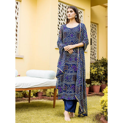 Gulabo Jaipur Blue Naaz Straight Kurta With Pant And Dupatta (Set Of 3)