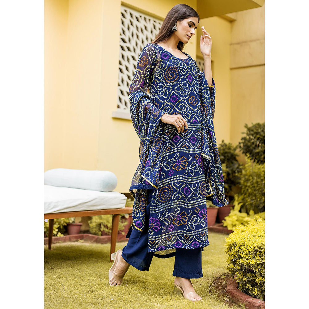 Gulabo Jaipur Blue Naaz Straight Kurta With Pant And Dupatta (Set Of 3)
