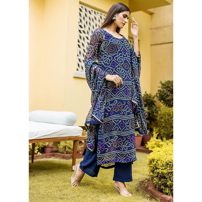 Gulabo Jaipur Blue Naaz Straight Kurta With Pant And Dupatta (Set Of 3)