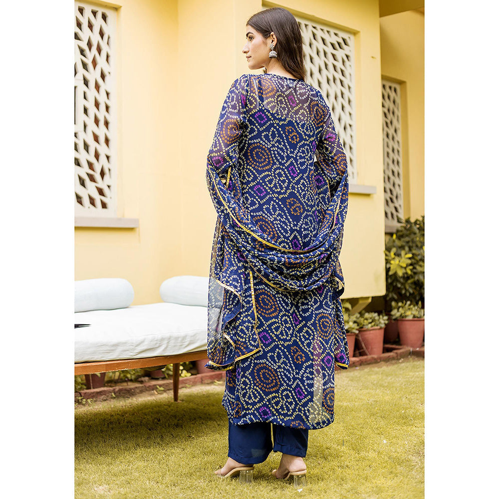 Gulabo Jaipur Blue Naaz Straight Kurta With Pant And Dupatta (Set Of 3)