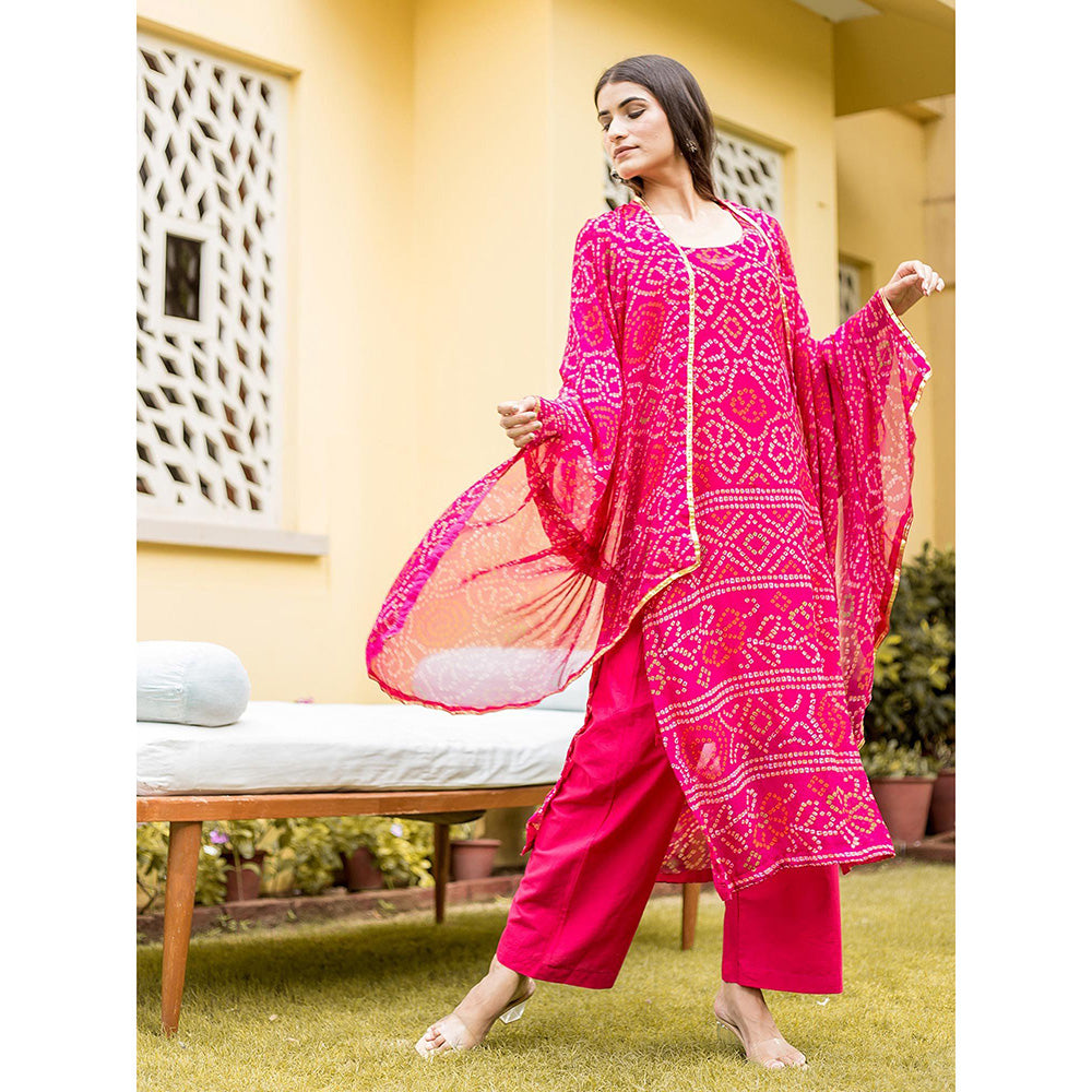 Gulabo Jaipur Pink Naaz Straight Kurta With Inner, Pant And Dupatta (Set Of 4)
