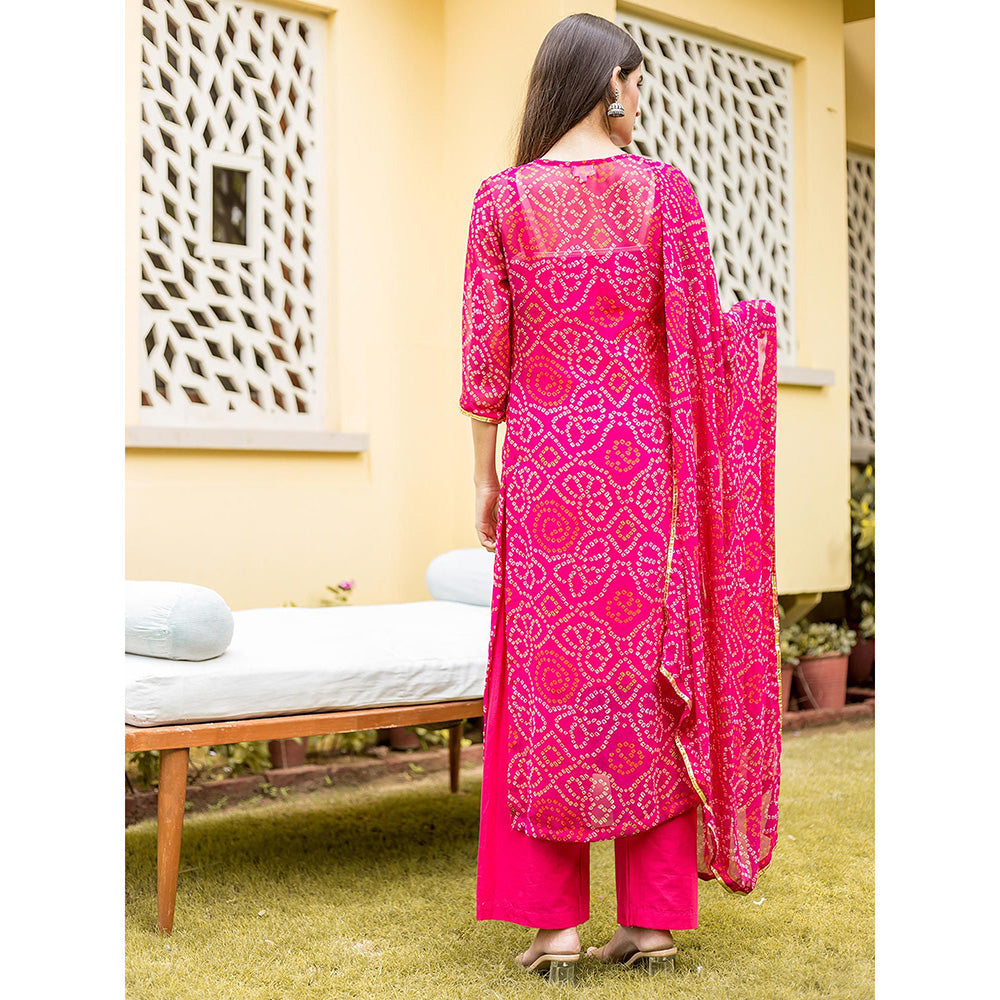 Gulabo Jaipur Pink Naaz Straight Kurta With Inner, Pant And Dupatta (Set Of 4)