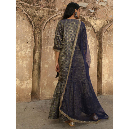 Gulabo Jaipur Blue Nimraa Kurta With Sharara And Dupatta (Set Of 3)