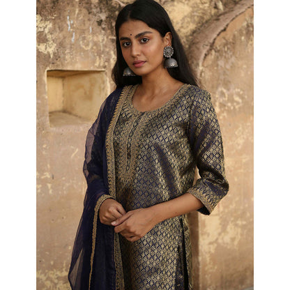 Gulabo Jaipur Blue Nimraa Kurta With Sharara And Dupatta (Set Of 3)