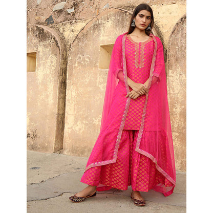 Gulabo Jaipur Pink Nimraa Kurta With Sharara And Dupatta (Set Of 3)