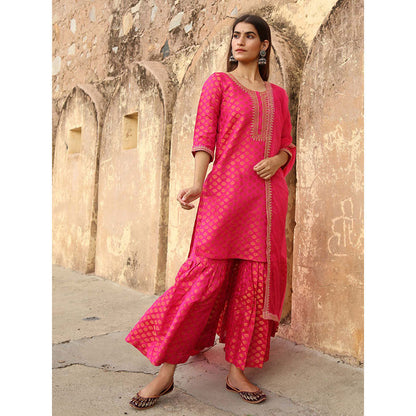 Gulabo Jaipur Pink Nimraa Kurta With Sharara And Dupatta (Set Of 3)