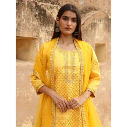 Gulabo Jaipur Yellow Nimraa Kurta With Sharara And Dupatta (Set Of 3)