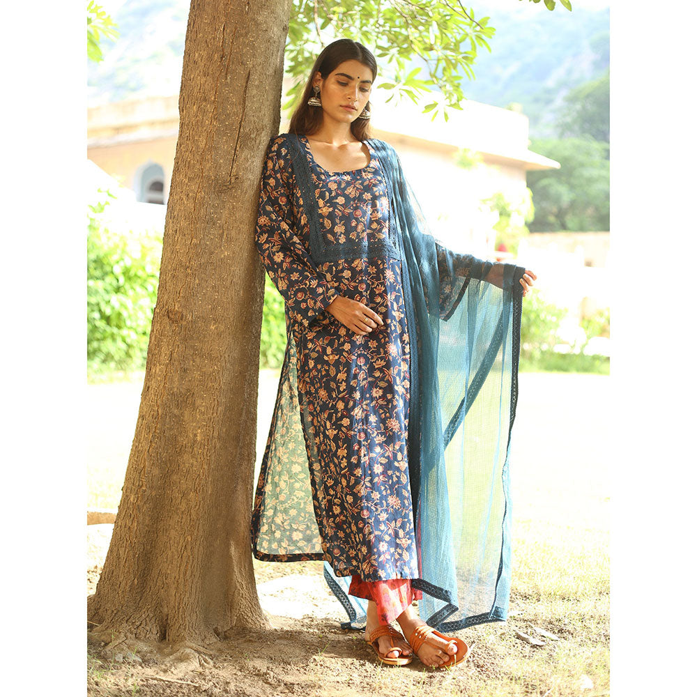 Gulabo Jaipur Blue Sidraa Kurta With Pant And Dupatta (Set Of 3)
