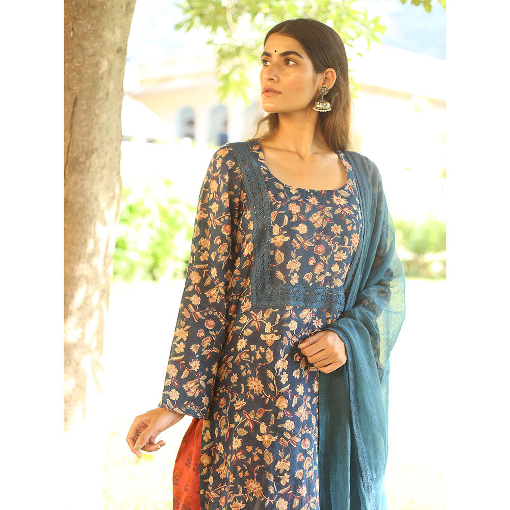 Gulabo Jaipur Blue Sidraa Kurta With Pant And Dupatta (Set Of 3)