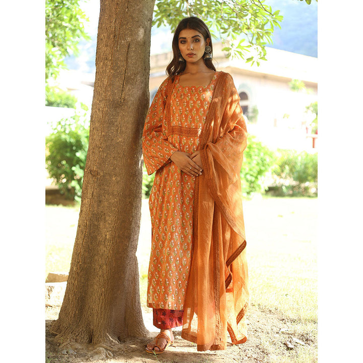 Gulabo Jaipur Orange Sidraa Kurta With Pant And Dupatta (Set Of 3)