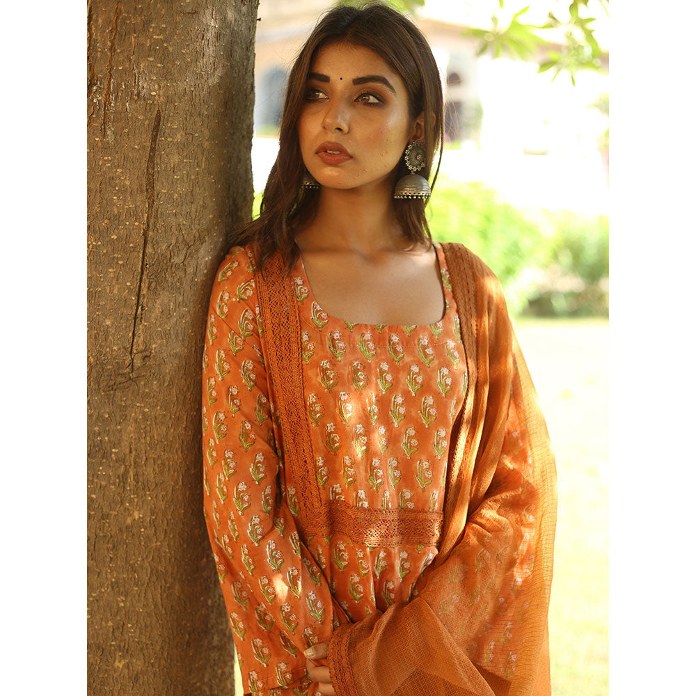Gulabo Jaipur Orange Sidraa Kurta With Pant And Dupatta (Set Of 3)