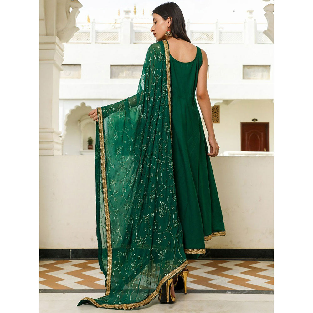 Gulabo Jaipur Nafisa Green Rayon Kurta With Pyjama & Taari Dupatta (Set of 3)