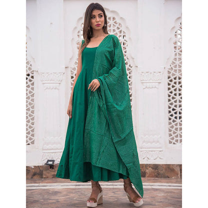 Gulabo Jaipur Noori Green Cotton Rayon Kurta With Pyjama & Lurex Dupatta (Set of 3)