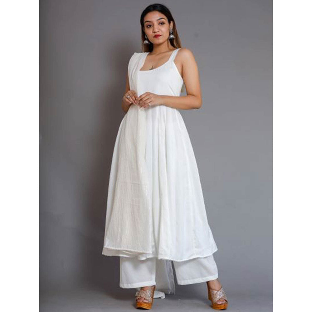 Gulabo Jaipur Noori White Cotton Rayon Kurta With Pyjama & Lurex Dupatta (Set of 3)