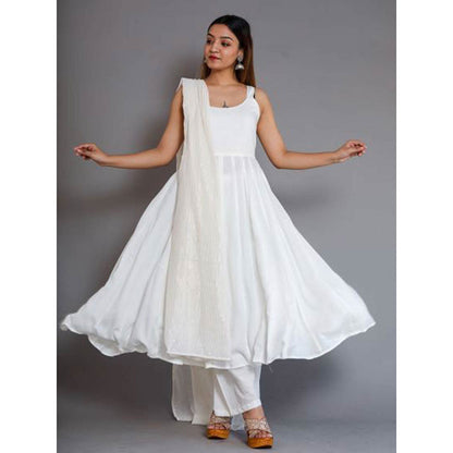 Gulabo Jaipur Noori White Cotton Rayon Kurta With Pyjama & Lurex Dupatta (Set of 3)
