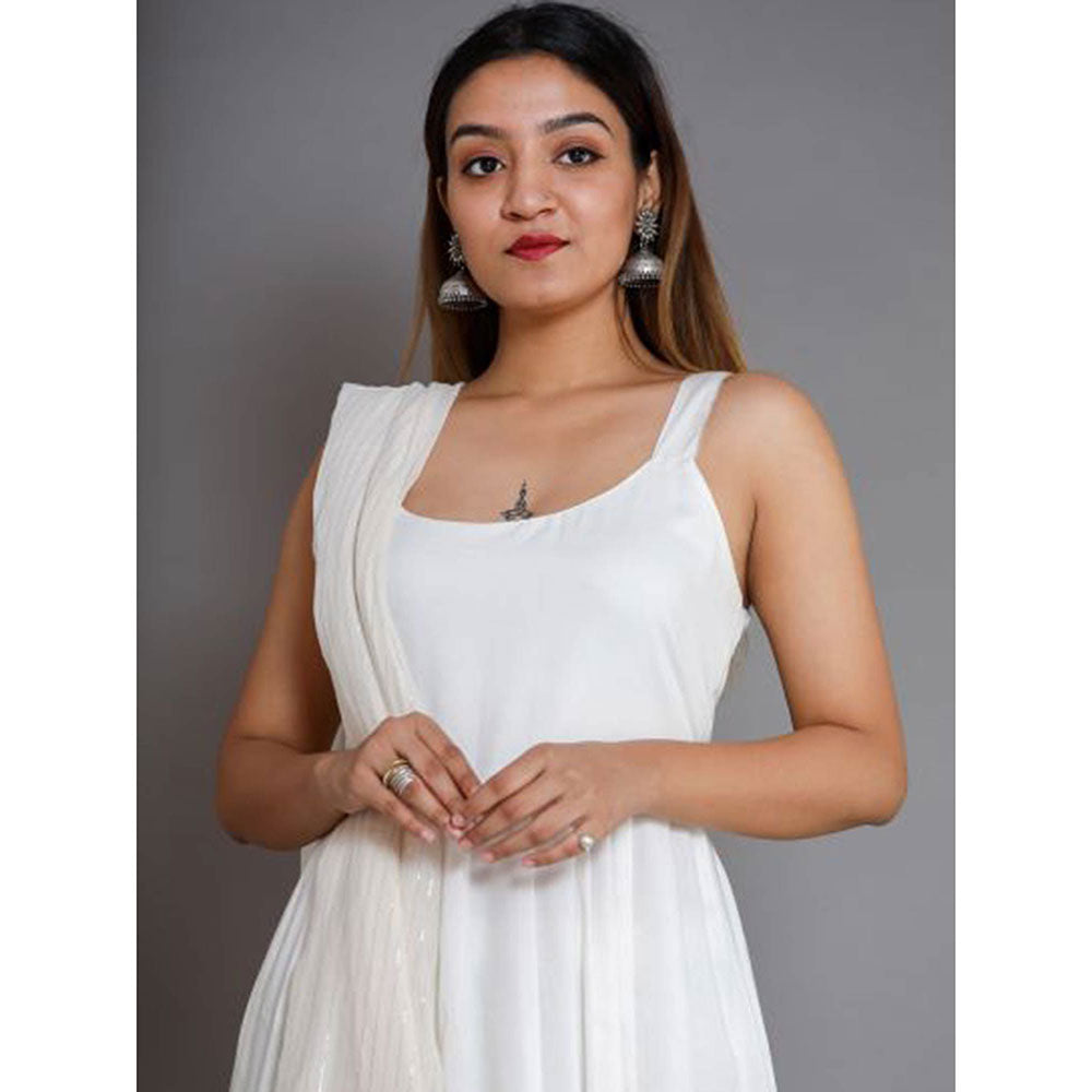 Gulabo Jaipur Noori White Cotton Rayon Kurta With Pyjama & Lurex Dupatta (Set of 3)