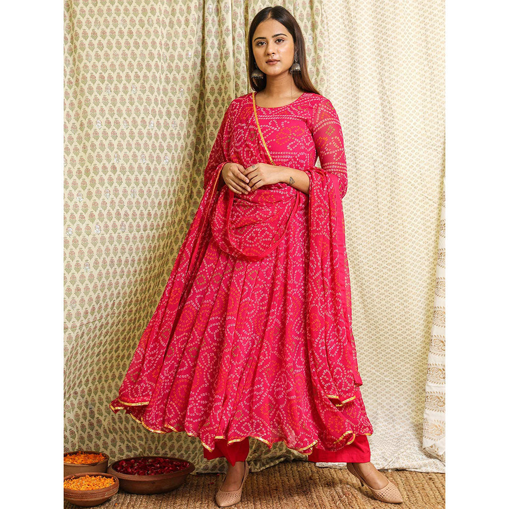 Gulabo Jaipur Pink Georgette Kurta With Pant & Dupatta (Set of 3)