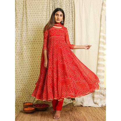 Gulabo Jaipur Red Georgette Kurta With Pant & Dupatta (Set of 3)