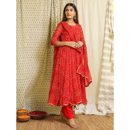 Gulabo Jaipur Red Georgette Kurta With Pant & Dupatta (Set of 3)